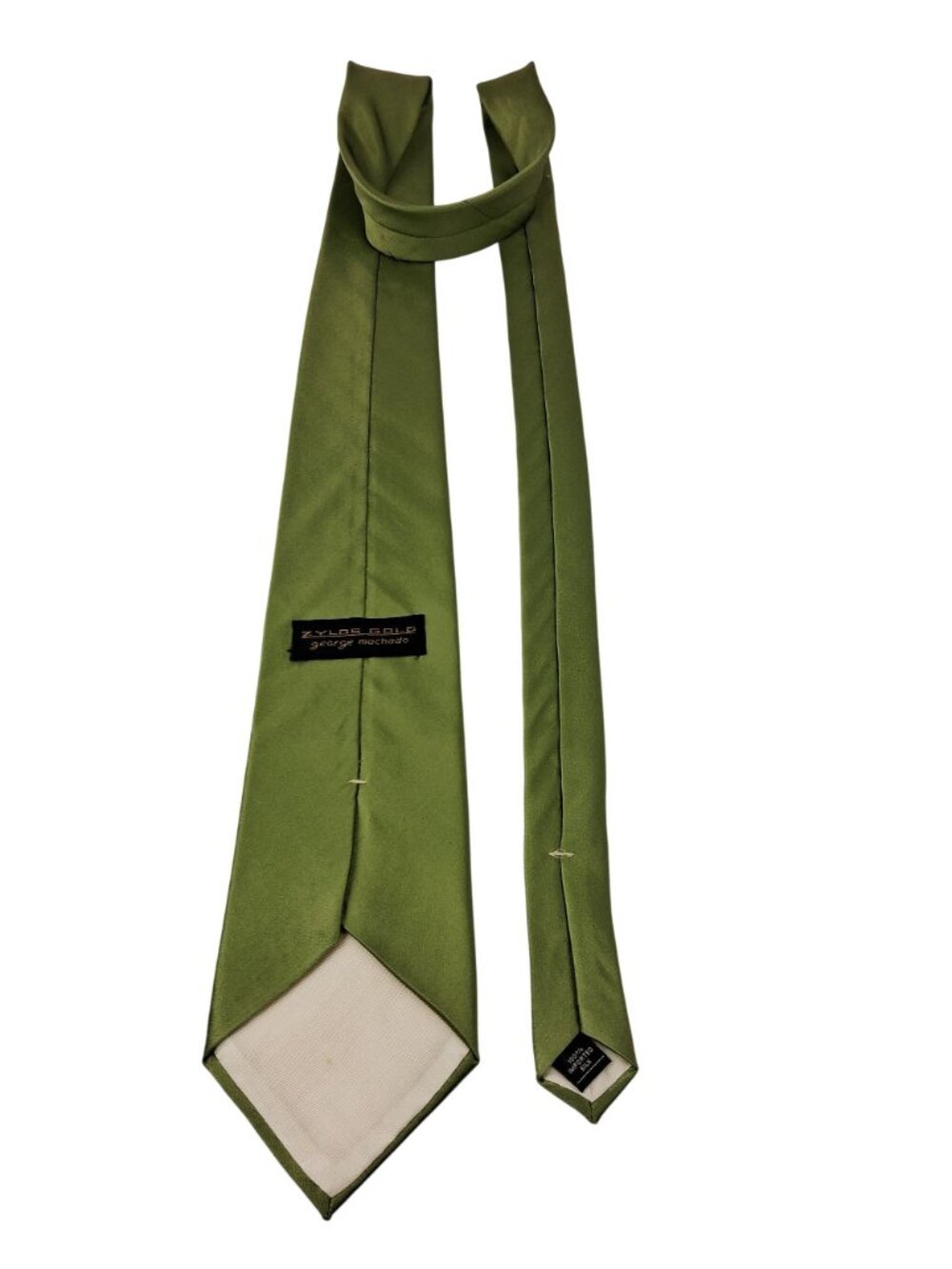 Zylos Gold George Machado Green Silk Tie 58" Classic Mens Neckwear USA - Picture 4 of 5